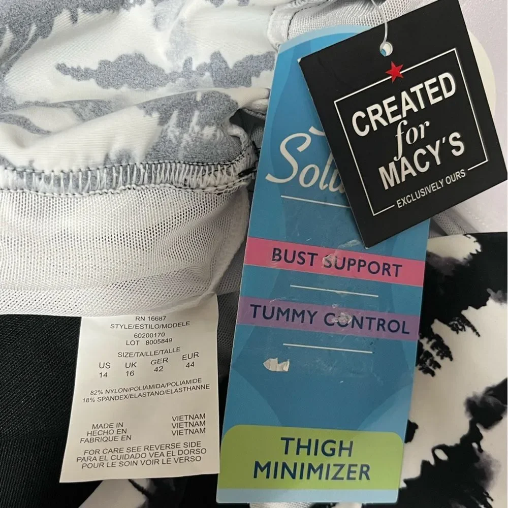 NWT SWIM SOLUTIONS | Plus Size Tummy Control Triple‎ Tier Fauxkini One Piece 10 - Picture 5 of 5